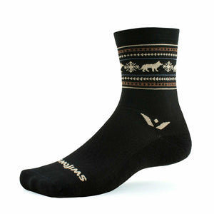 Swiftwick Vision Five Winter Limited Edition Crew Socks  -  Small / Black Wolves