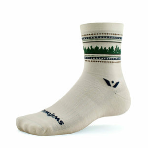 Swiftwick Vision Five Winter Limited Edition Crew Socks  -  Small / Cream Forest