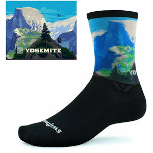 Swiftwick Vision Six Impression National Parks Collection Crew Socks  -  Small / Yosemite Half Dome