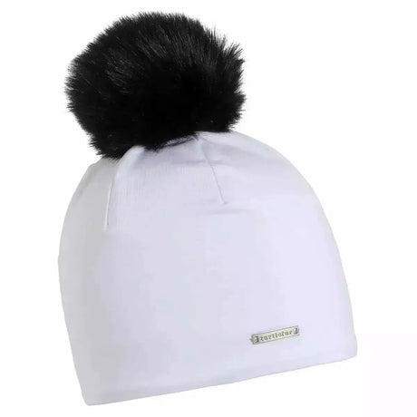 Turtle Fur Comfort Shell Pom Pom Beanie  -  One Size Fits Most / White