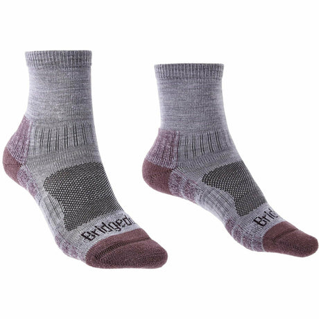 Bridgedale Womens Lightweight Merino Performance 3/4 Crew Socks  -  Small / Heather/Damson