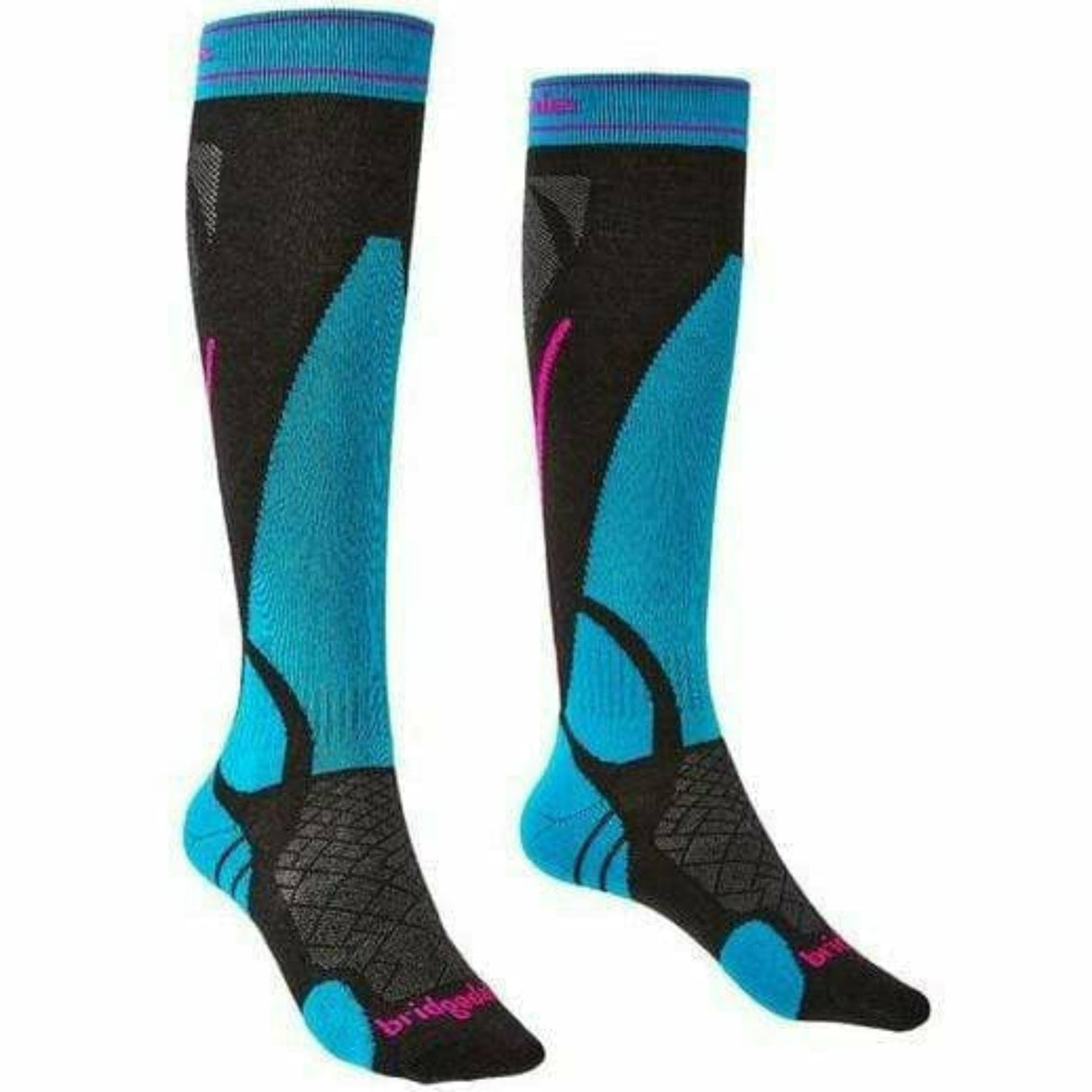 Bridgedale Womens Lightweight OTC Ski Socks  -  Small / Black/Blue