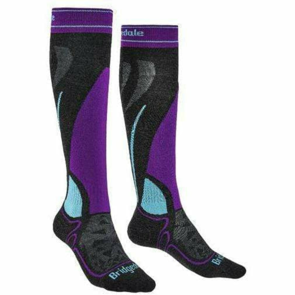 Bridgedale Womens Midweight OTC Ski Socks  -  Medium / Graphite/Purple