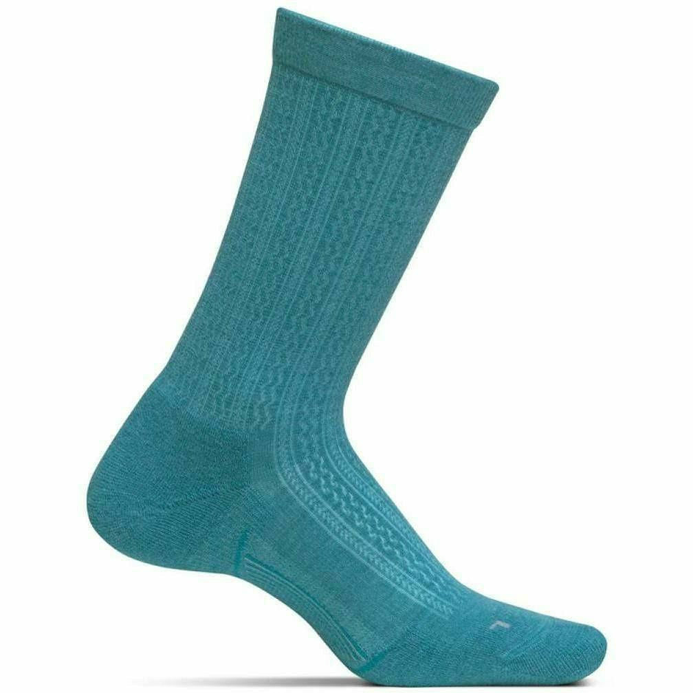 Feetures Womens Everyday Texture Ultra Light Crew Socks  -  Small / Teal