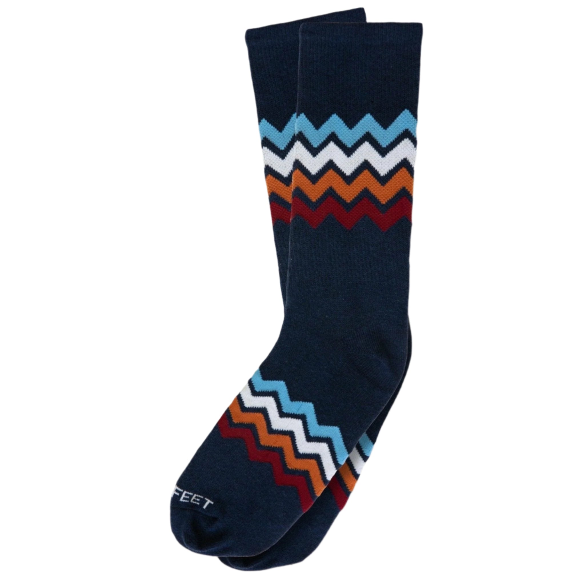 Hippy Feet Ziggy Chevrons Crew Socks  -  Small / Navy Blue